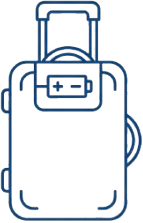 Suitcase luggage with battery power outline icon
