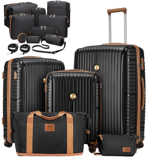 Luggage Sets 5 Piece with 10PCS Travel Makeup Bag Set